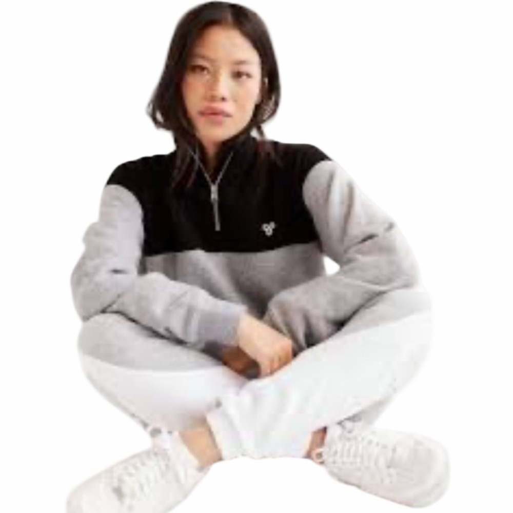 TNA Aritzia Designer Quarter Zip Sweatshirt Cotton Blend Womens Grey & Black XS